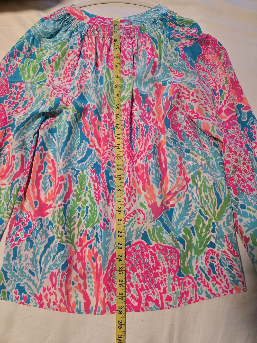 Lilly Pulitzer Elsa Silk Top Let's Cha Cha Pink Multi Coral-Print, Size L - Picture 10 of 15